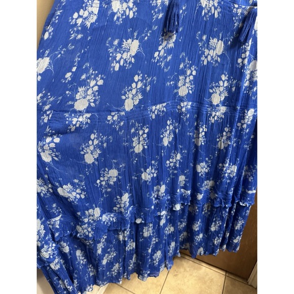 Anthropologie Marais Chiffon Lined Maxi Dress Royal Blue Floral Boho Plus 2X - Picture 9 of 11